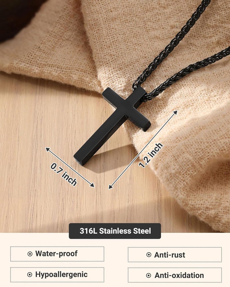 UNGENT THEM Be Strong in Faith – Bible Verse Stainless Steel Cross Necklace for Men Teen Boys Christian Christmas Gifts - Image 3